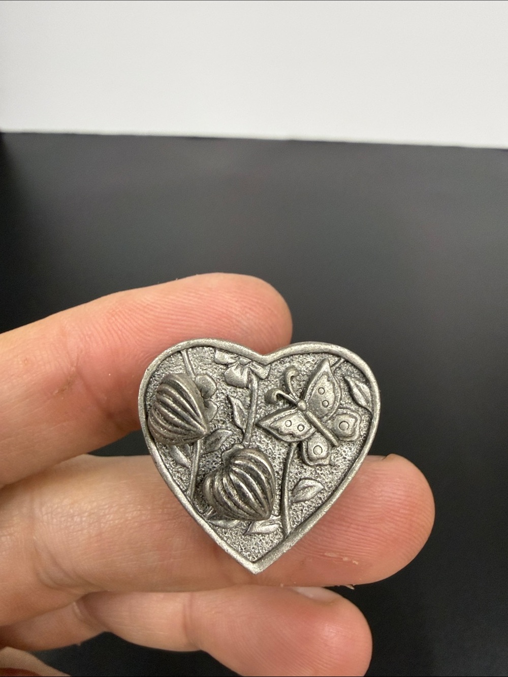 Silver Heart Floral Butterfly Brooch with Earrings - Women Jewelry